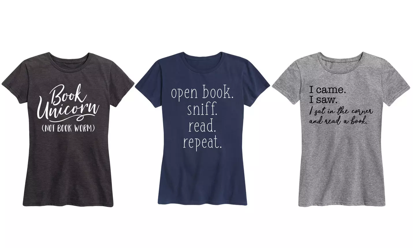 Women's Bookworm-Themed Tee - Primary Image