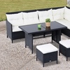 Image 1: Outsunny 8 Seater Rattan Effect Garden Dining Set with Table