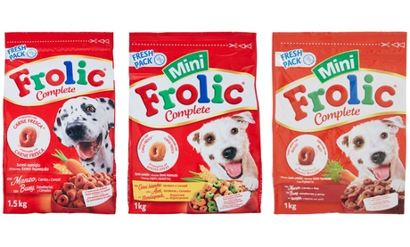Fino a 18 confezioni di cibo per cani Frolic disponibile in 4 gusti