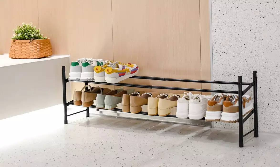 Expandable Free Standing Shoe Rack, 2-Tier Holds Up To 10-Pairs