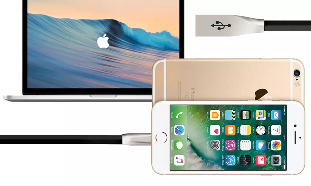 1x oder 2x Anti-Bruch-Ladekabel mit Lightning®-Connector aus Zinklegierung in der Länge nach Wahl - Second Medium