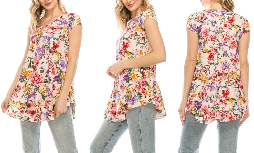 Isaac Liev Womens Short Sleeve Floral Top Plus Sizes Available Groupon