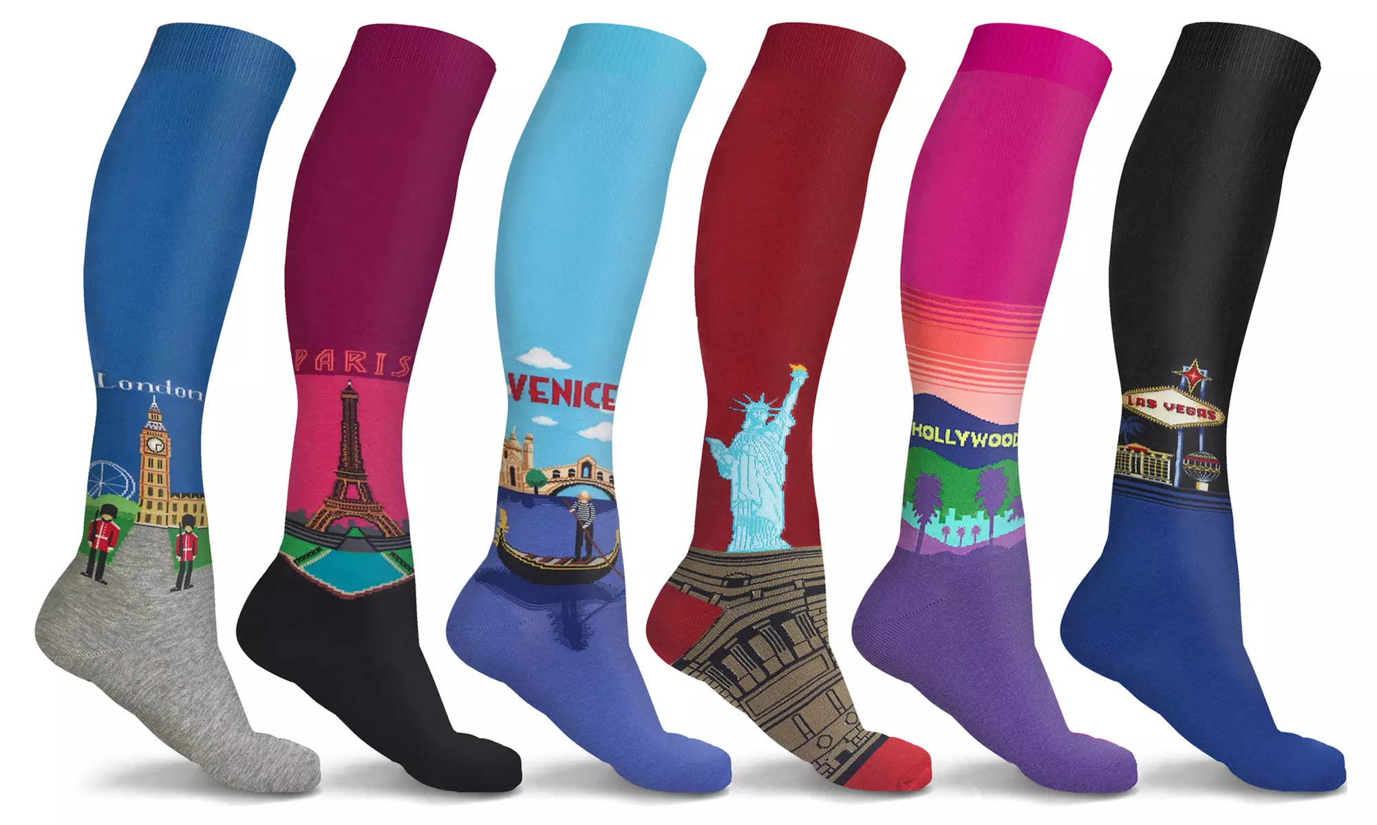 DCF Knee-High Fun and Travel Compression Socks (3 or 6 Pairs) - Primary Image