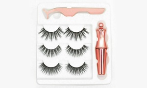 Black False Reusable Magnetic Eyelashes Set