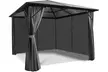Tonnelle avec toit rigide en polycarbonate, et 4 rideaux en option - Second Medium