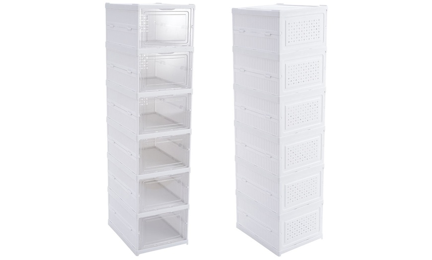 Image 2: Six Tier Foldable Shoe Storage Box Unit