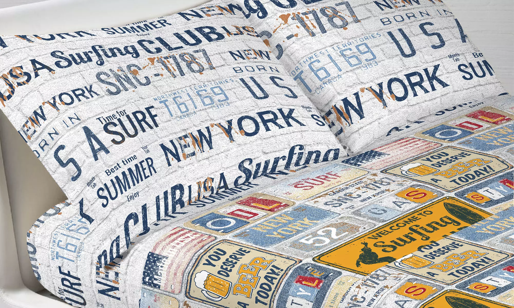 Completo lenzuola in 100% cotone fantasie animali, bambini, divertimento, astratte, unicorni, luna, orsetti - Primary Image