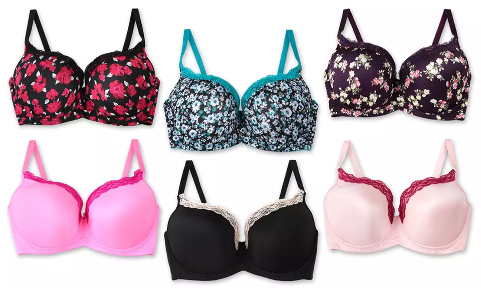 Plus-Size Floral and Lace Bras (6-Pack) - Primary Image