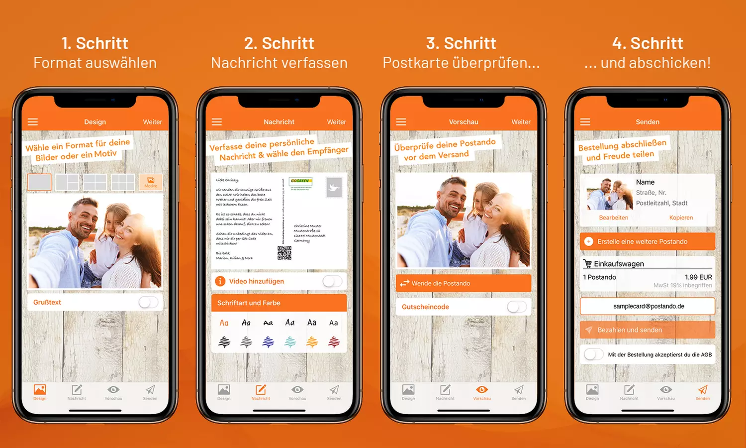 1-5 Postkarten per App schicken