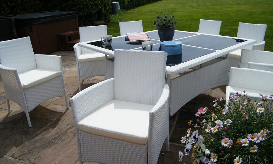 Image 6: Cannes White Rattan Dining Set