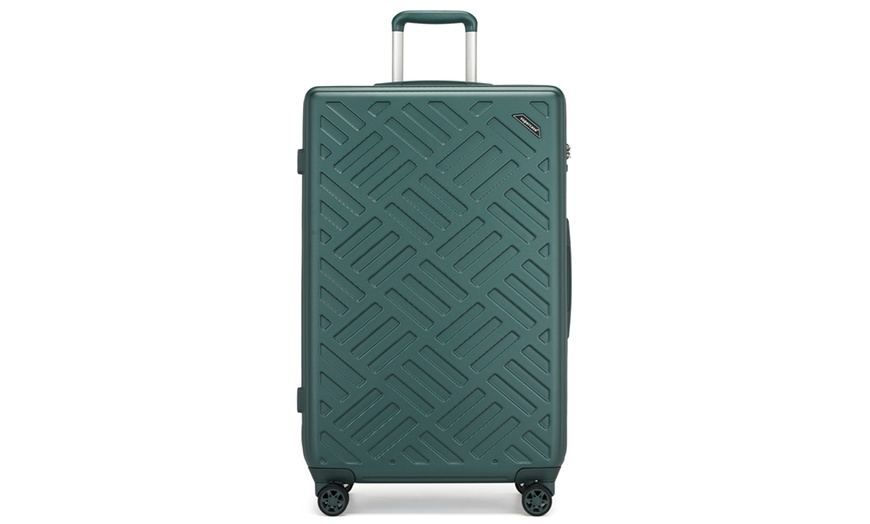 Image 5: Three-Piece Sleek Geometric Pattern Hard Shell ABS+PC Suitcase Set 