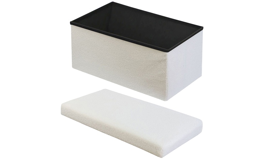 Image 33: Teddy Boucle Storage Ottoman or Foldable Cube Footstool