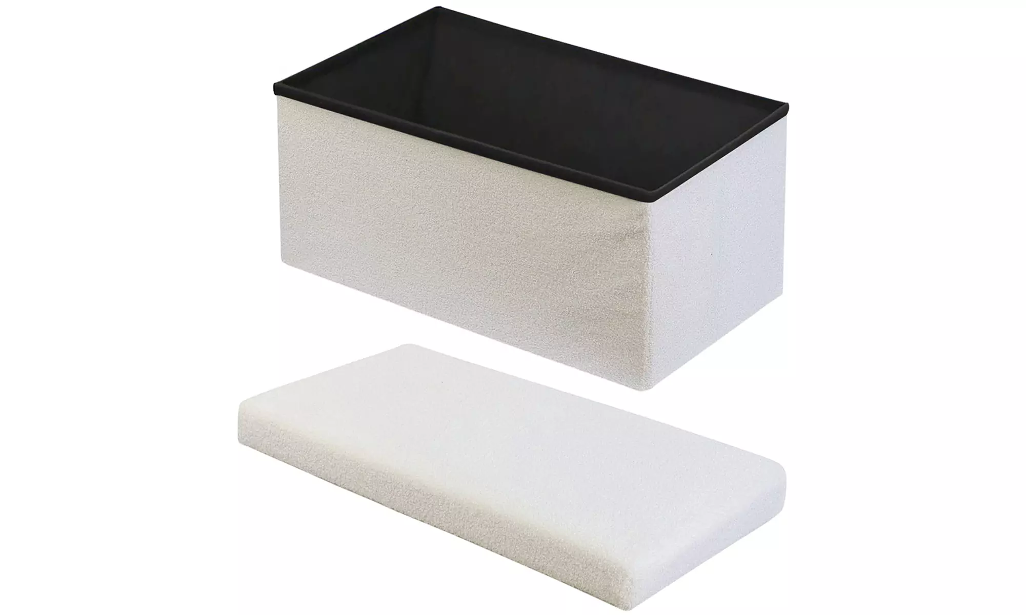 Teddy Boucle Storage Ottoman or Foldable Cube Footstool