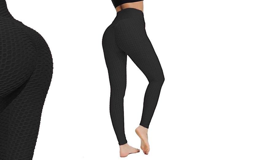 Image 2: Honeycomb Textured Gym Leggings