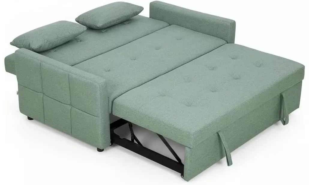 HomCom 2-in-1 Sofa Bed Convertible Lounger with Linen-Look Upholstery