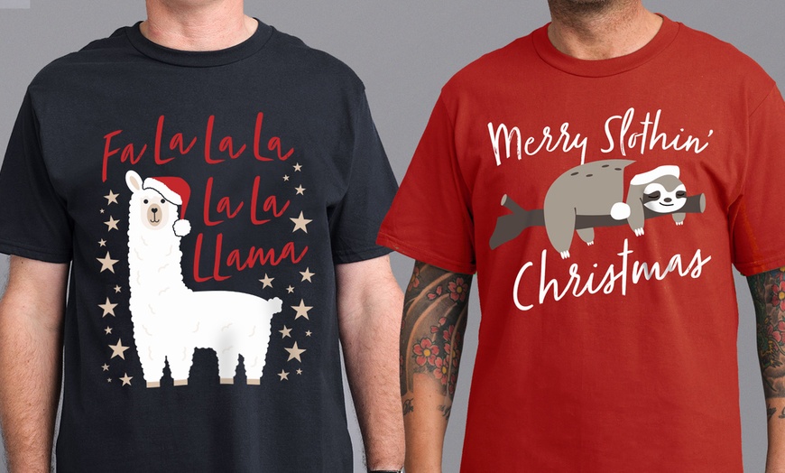 Image 1: Men's Christmas Animals T-Shirt