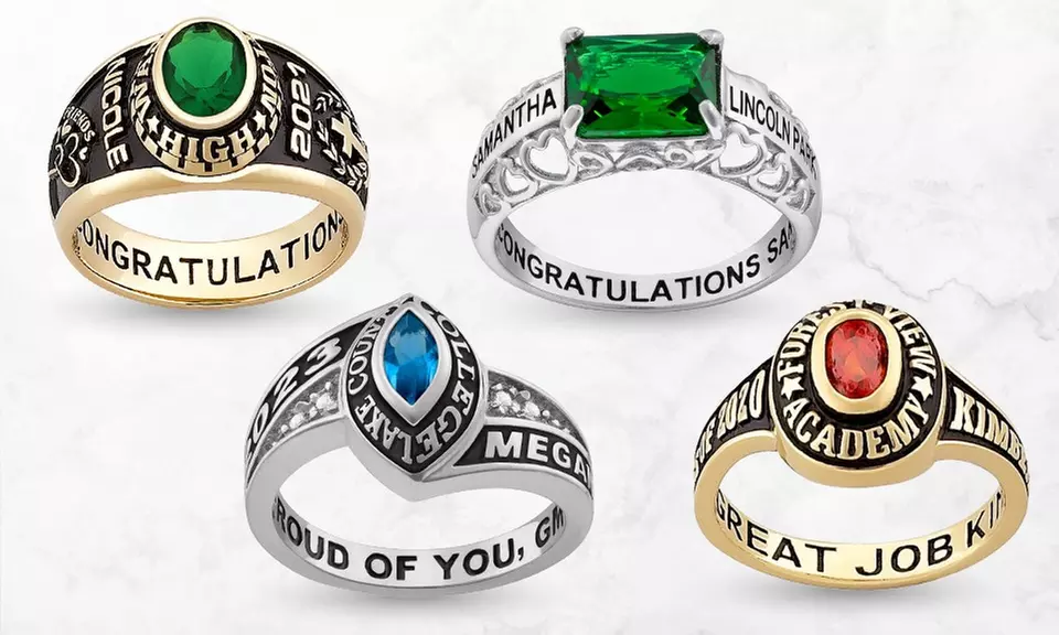 Personalized Ladies' Gold or Sterling Silver Traditional Class Ring from Limogés Jewelry (Up to 70% Off) - Second Medium