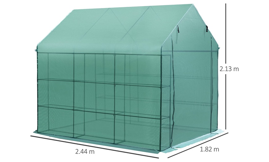 Image 5: Outsunny Walk-In Greenhouse with Shelves