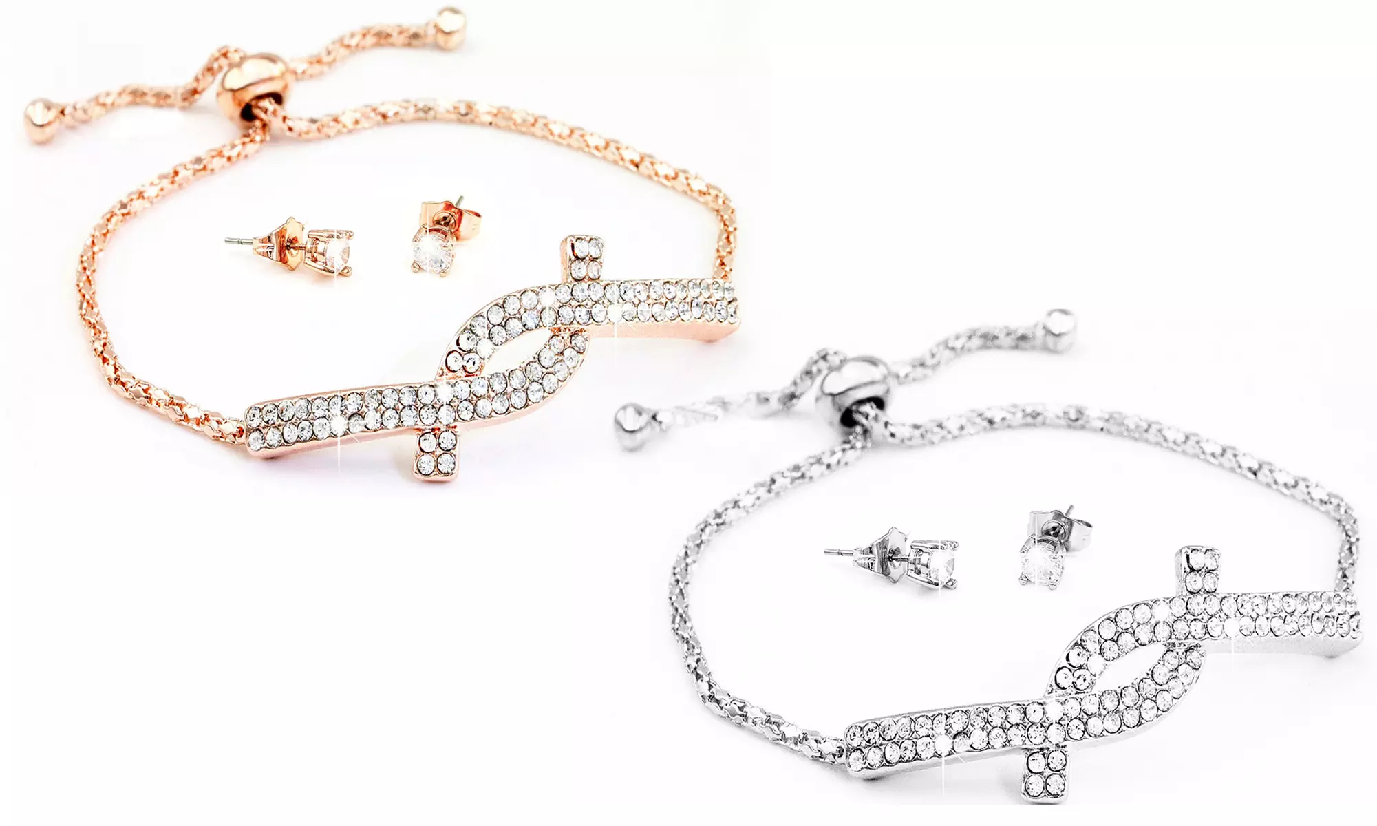 Parure, bracelet et boucles d'oreilles ornés de cristaux Swarovski® - Second Medium