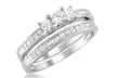 1.00 CTTW Princess-Cut Three-Stone Diamond Bridal Set Band in 14K White Gold - Second Medium