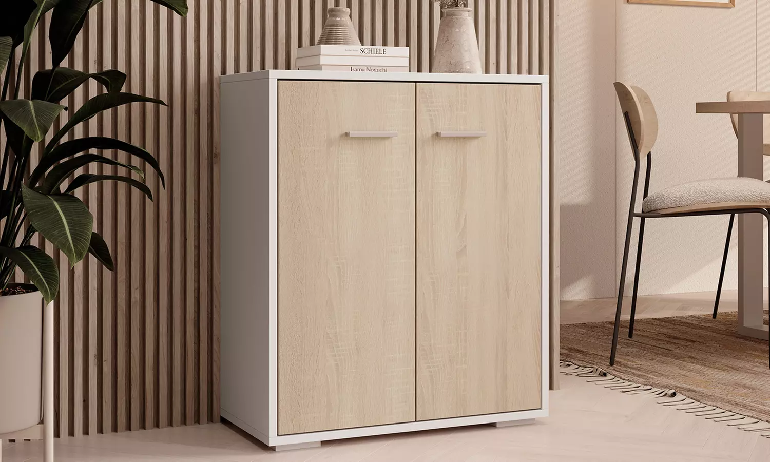 Aparador modelo Lander en color blanco o blanco y sonoma