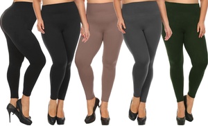 2-Pack Plus Size Warm Fleece Lined Full Length Leggings