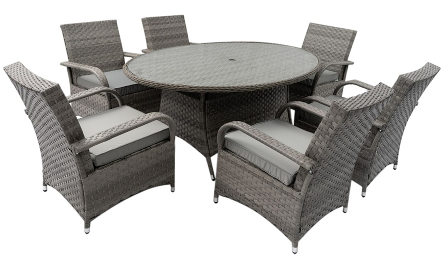 Image 8: 6 Seater Armchair Oval Rattan Effect Furniture Dining Set