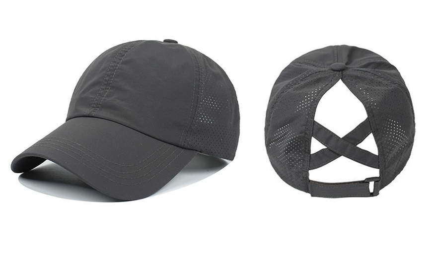 Image 2: Women's Criss-Cross Ponytail Baseball Cap