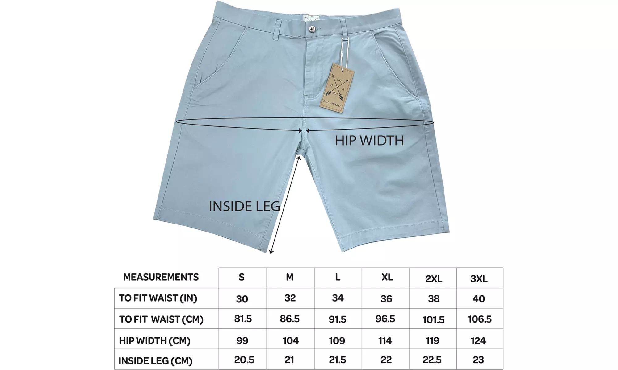 Blu Apparel Men's Cotton Stretch Chino Shorts