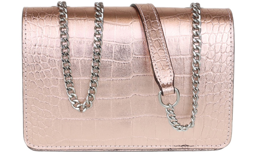 Image 5: Croc Print Leather Shoulder Bag