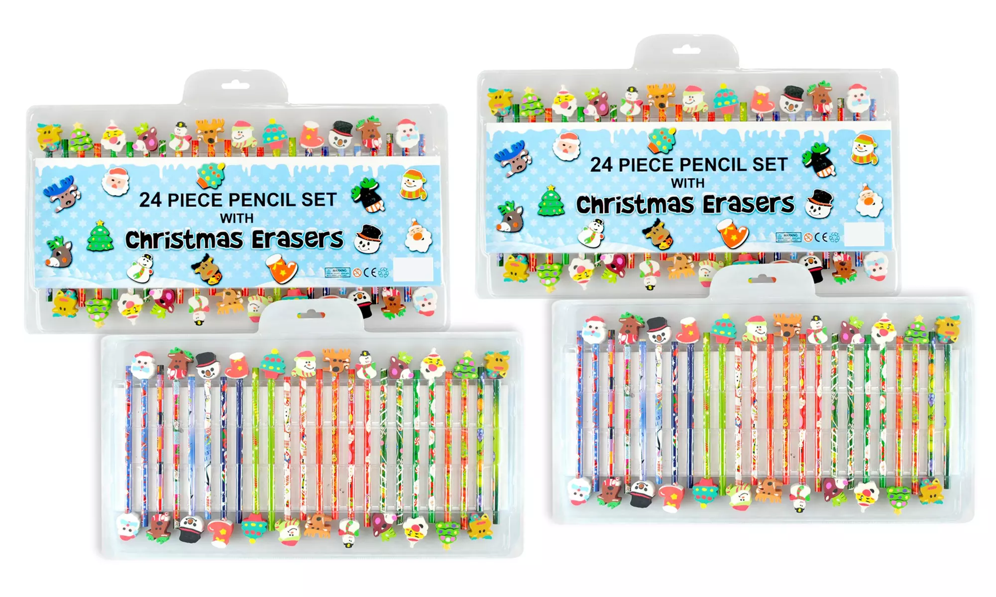 1 ou 2 sets de 24 crayons à papier avec gomme sur le thème de Noël - Image 3
