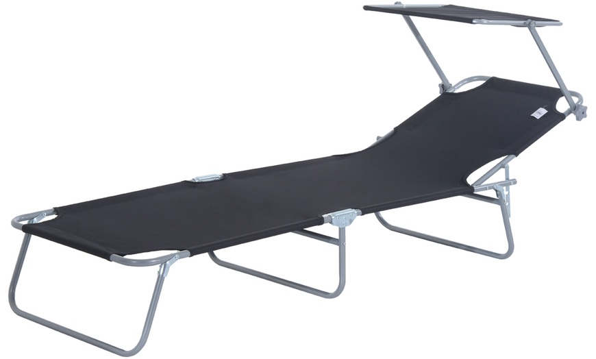 Image 2: Outsunny Outdoor Foldable Sun Lounger
