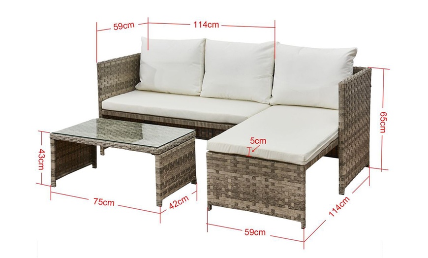 Image 16: Florence 3-Seater L-Shaped Garden Corner Sofa Set with Table