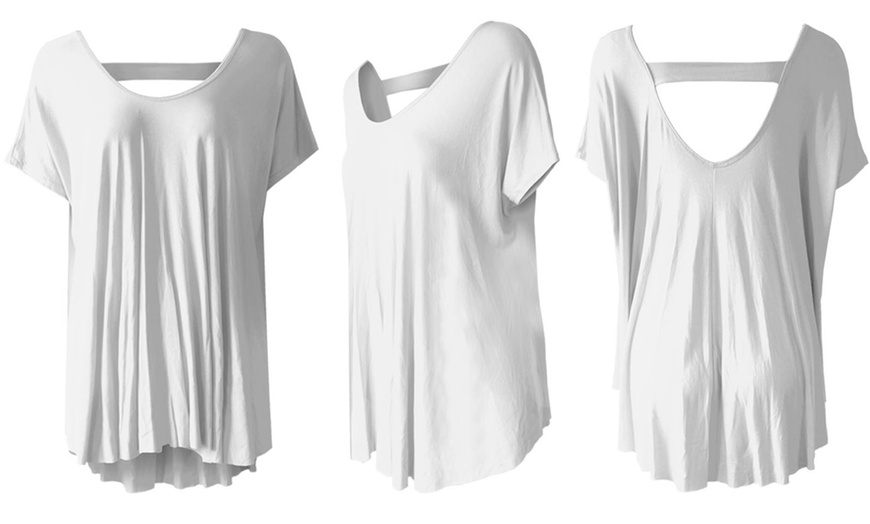 Image 12: Oversized V Back Top