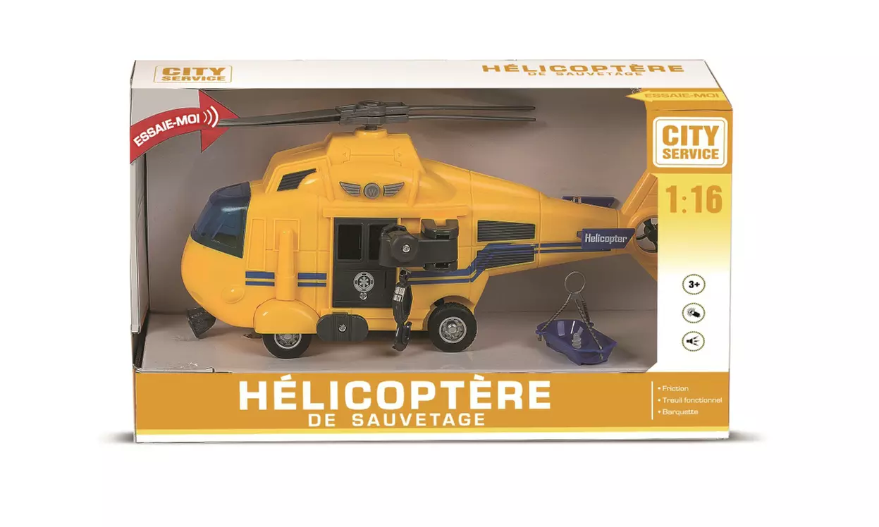 Hélicoptère de sauvetage son et lumière 27 cm pour enfants - Second Medium