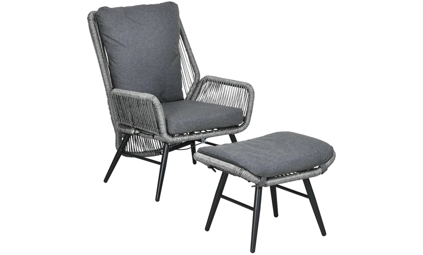 Image 5: Outsunny Two Piece PE Rattan Effect Garden Chair Set
