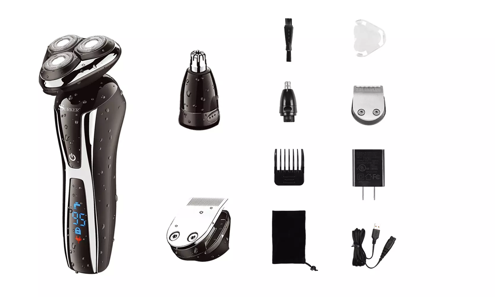 SURKER 3-in-1 Waterproof Electric Wet and Dry Rotary Shaver for Men - Primary Image