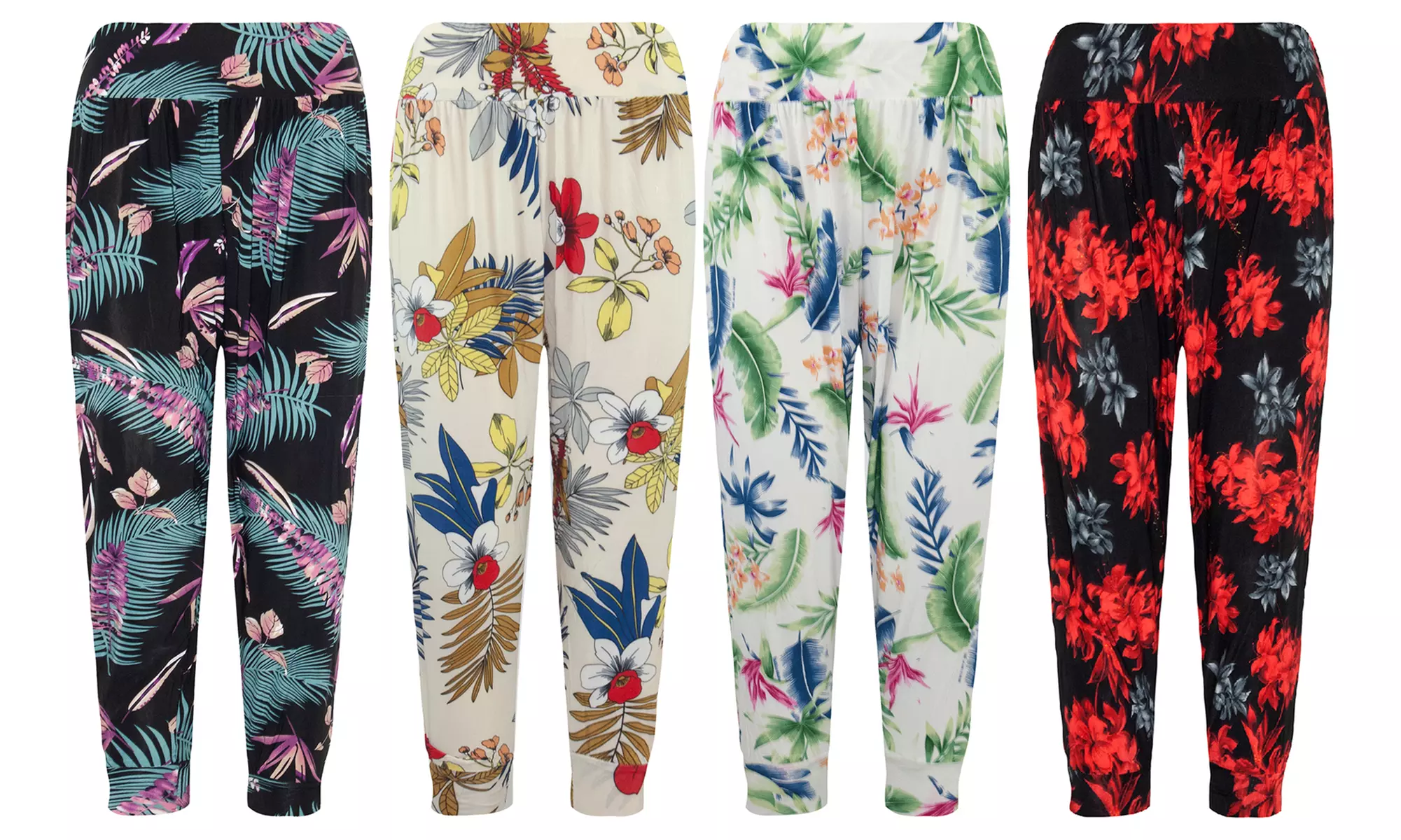 Pantalon casual loose imprimé fleuri 3/4 - Primary Image