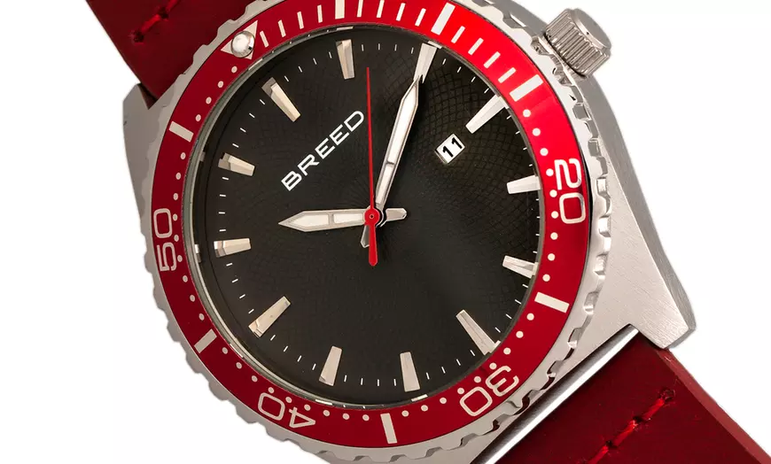 Image 21: Horloges met datum en leren band