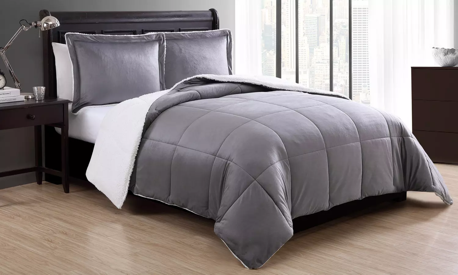 Micromink and Sherpa Reversible Comforter Set (2- or 3-Piece) - Primary Image