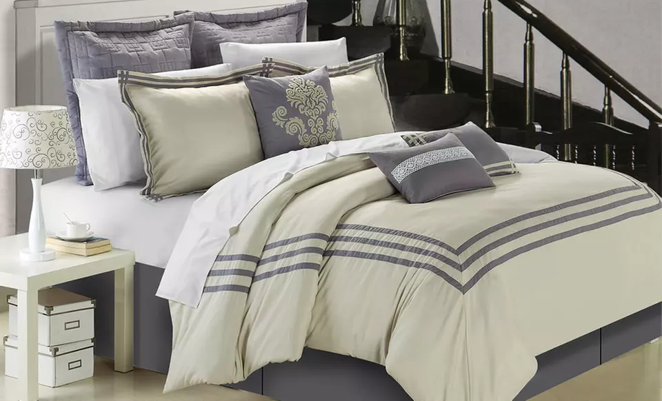 8-Piece Embellished Comforter Set with Lacing/Banding - Second Medium