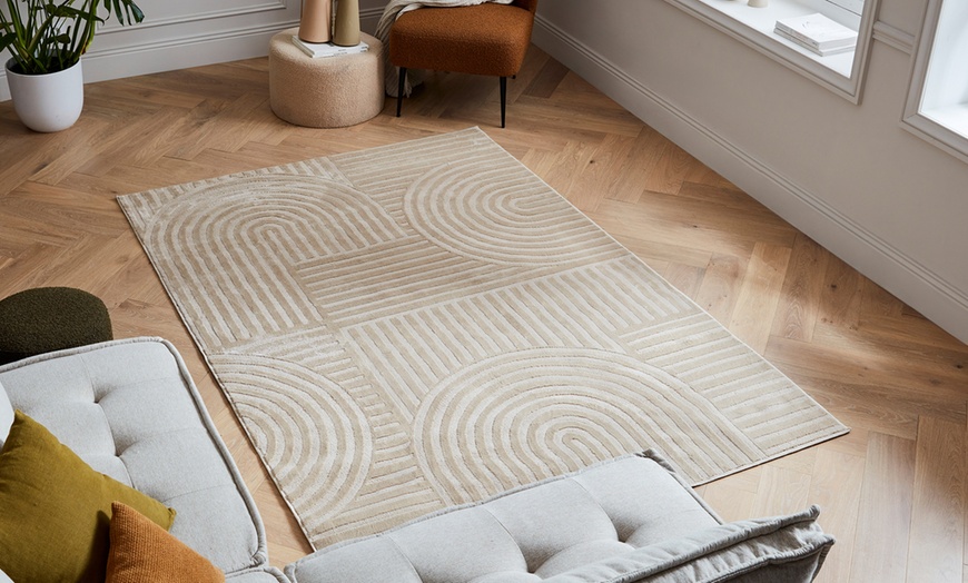 Image 22: Tapis poils ras à motif géométrique aux tons beige de Nazar Rugs