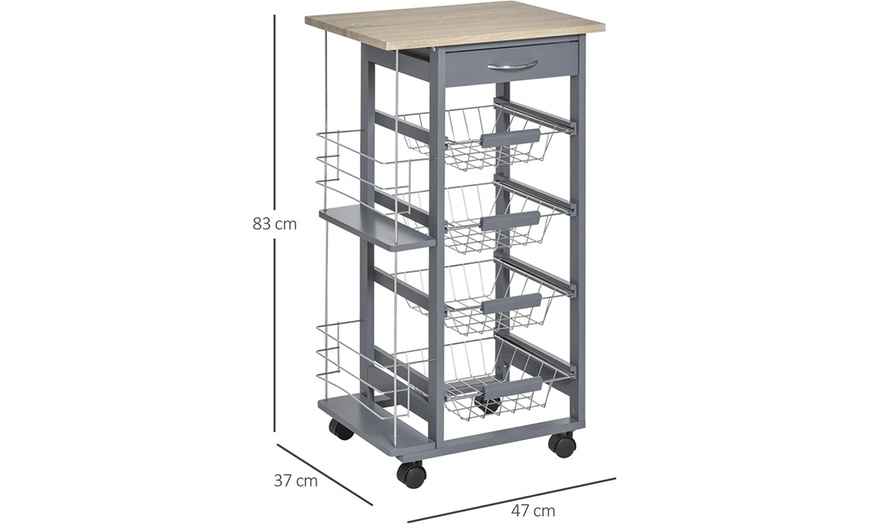 Image 29: HomCom Kitchen Trolley Cart