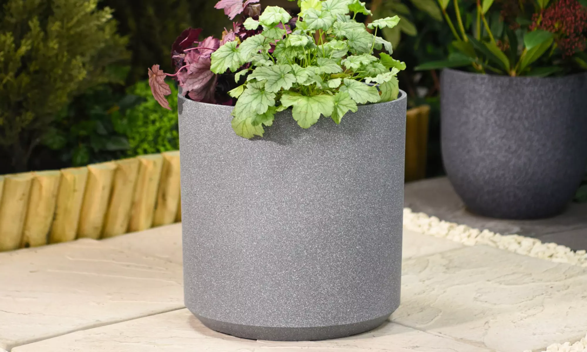 Up to Three Grey Cylinder Planters – Various Sizes