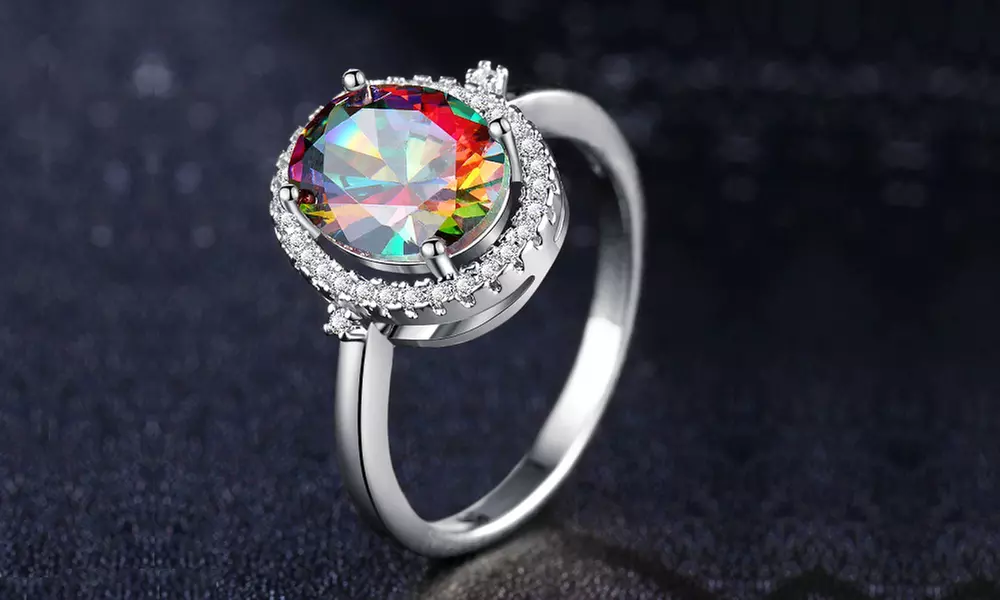 Bague Halo Cocktail fabriquée avec des cristaux de 2mm Swarovski® - Second Medium