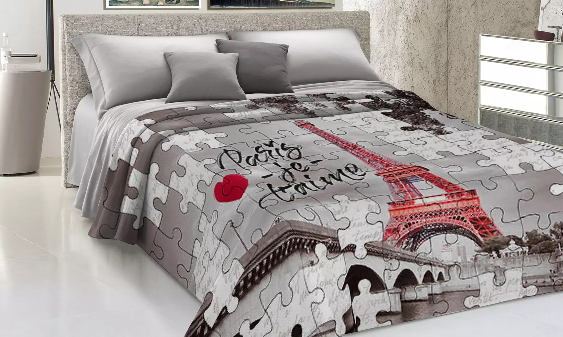 Baumwoll-Tagesdecke mit buntem Aufdruck