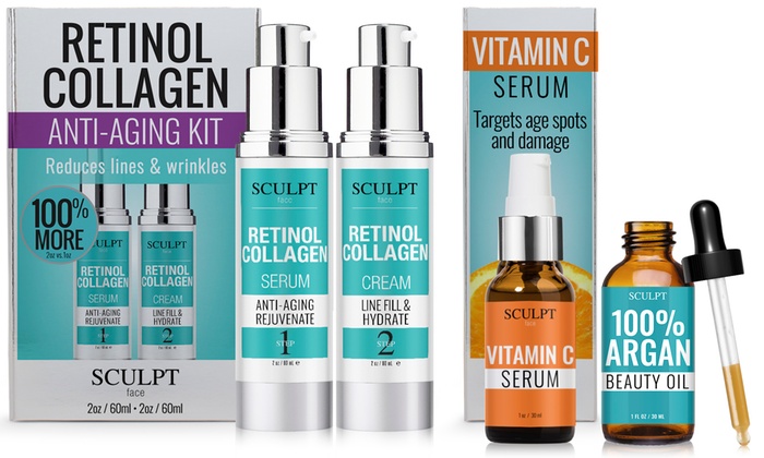 Sculpt Anti Aging Retinol Collagen And Vitamin C Or 100 Pure Argan Facial Oil Kits