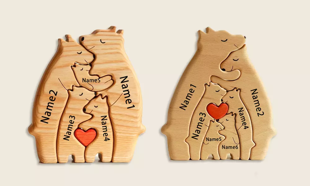 Bären-Familien-Puzzle aus Holz opt. mit Namensgravur von Justyling