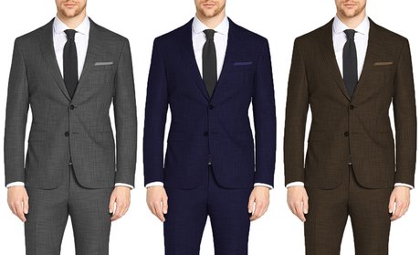 Eleganza Men's 2-Piece Slim Sharkskin Suits