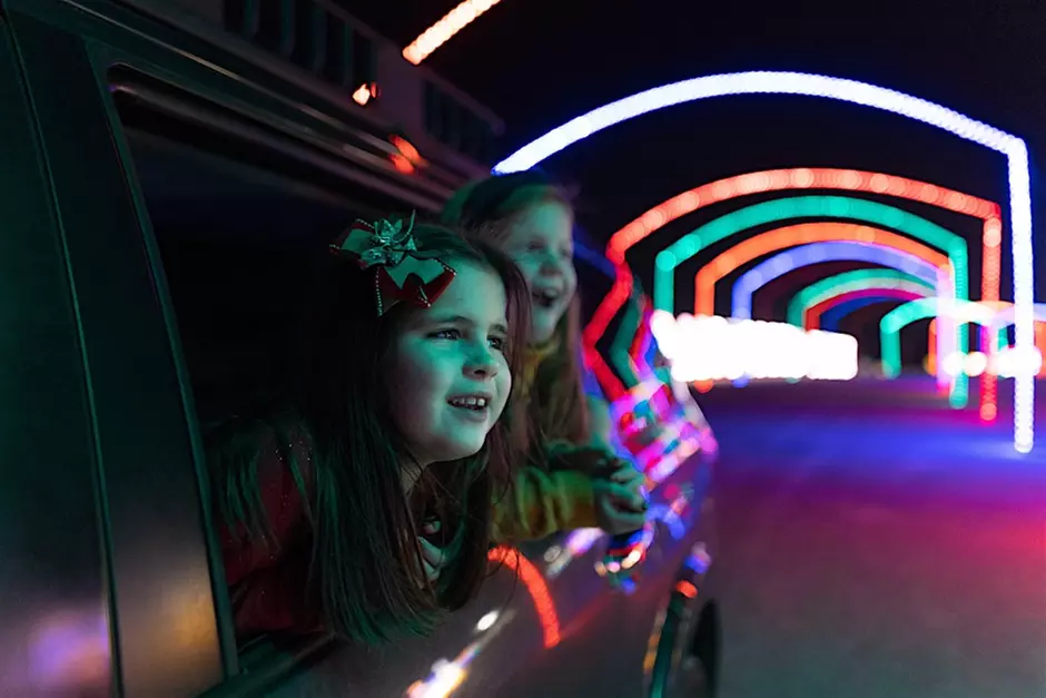 1.5 Mile Long Drive-Thru Christmas Lights Experience w/ Free Photos with Santa, Tasty S'mores & Savory Treats